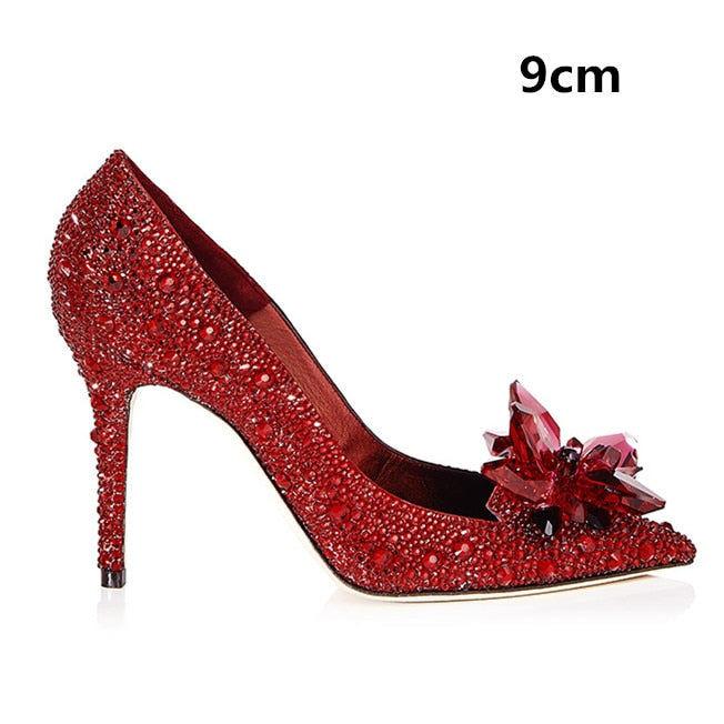 Cinderella Silver Crystal High & Flat Heels Female Party Wedding Bridal Shoes