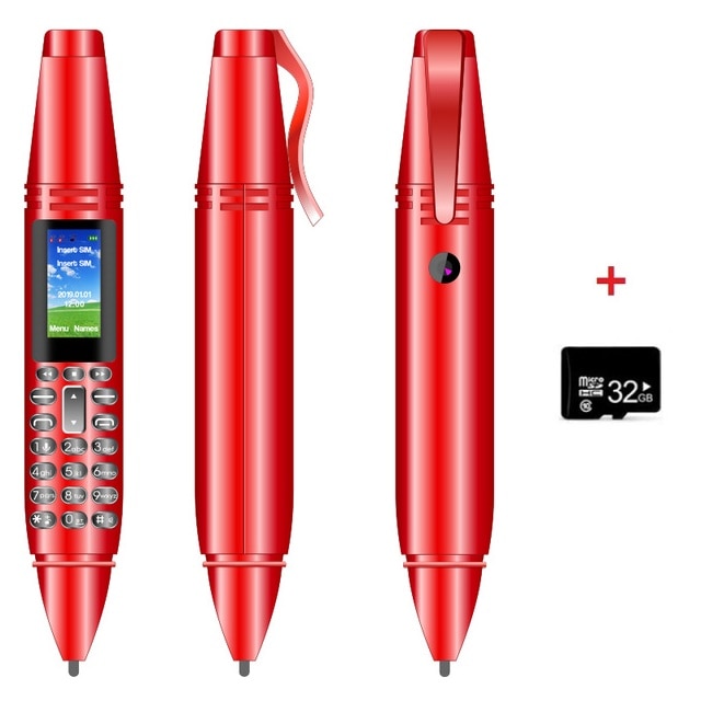 AK007 Pen Mini CellPhone Tiny Screen GSM Dual SIM Camera Flashlight Bluetooth Dialer Mobile Phones with Recording Pen