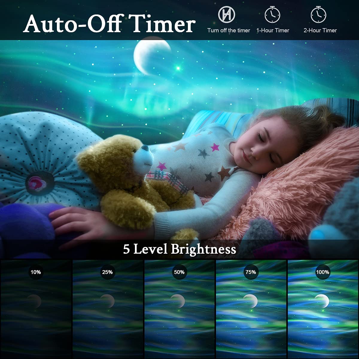 Northern Lights Galaxy Projector Star Night Light with Bluetooth Speaker Aurora Projector Bedroom Home Decor Kids Adults Gift