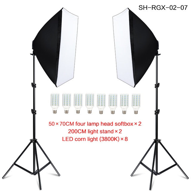 Photo Studio Rectangle Photography Soft Box 8 Led 20W Lighting Kit