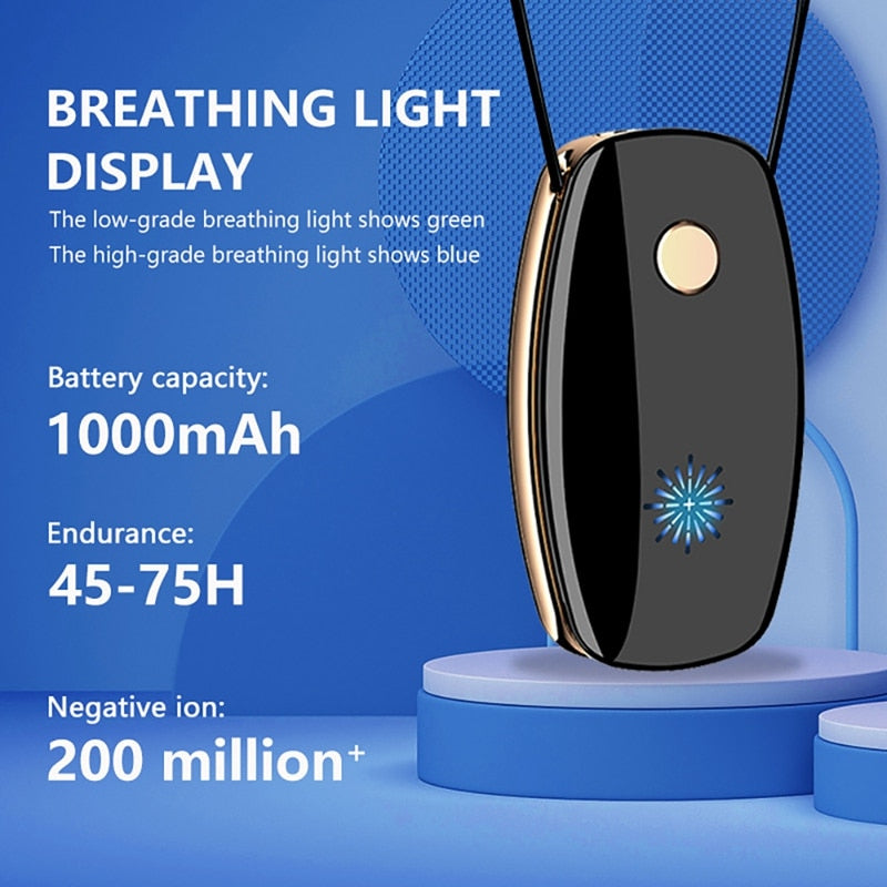 200 Million Negative Ion Air Purifier Personal Wearable Mini Portable 1000 MAh Battery Car Hanging Neck Purifier