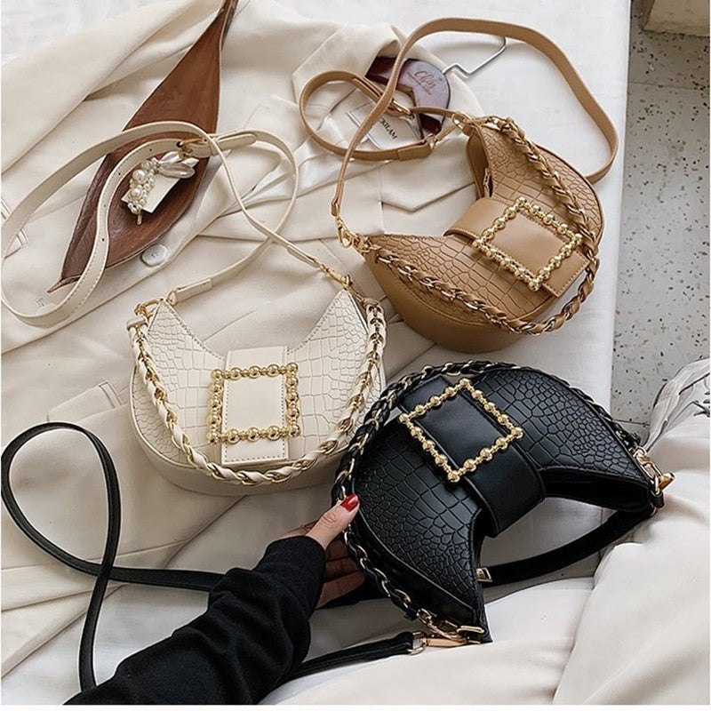 New Women Bags PU Leather Crescent Bag Trendy Woman Crossbody Bags Luxury Lady Shoulder Bags Casual Female Messenger Pack