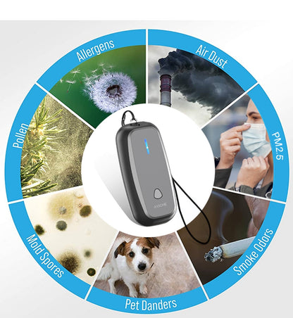 Portable negative ionizer micro air purifier to remove second-hand smoke hanging neck purifier necklace