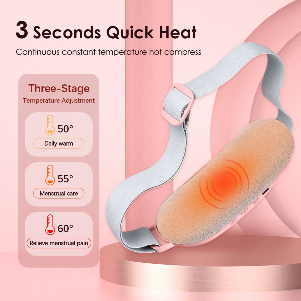 Electric Period Cramp Massager Vibrator Heating Belt for Menstrual Relief Pain Waist Stomach Warming Women Gift Rechargeable