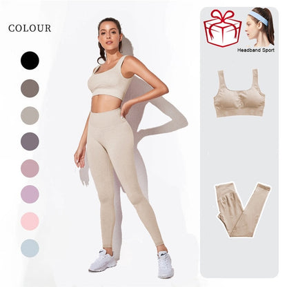 Seamless Yoga Set Workout Clothes For Women Sports Gym Set Fitness Clothing Long Sleeve Yoga Suit