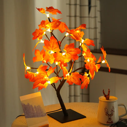 24 LED Rose Flower Tree Lights USB Table Lamp Fairy Maple Leaf Night Light Home Party Christmas Wedding Bedroom Decoration Gift