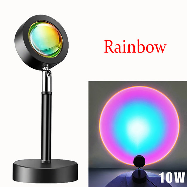 Sunset Lamp LED Lamp Projector Night Light Rainbow Art Wall Decor Projection Lamp USB Sunset Red Atmosphere Room Decor Gift