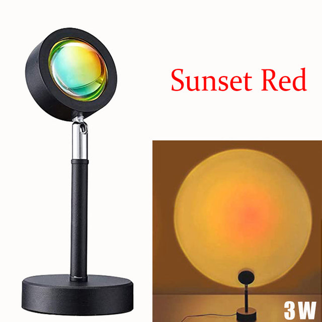 Sunset Lamp LED Lamp Projector Night Light Rainbow Art Wall Decor Projection Lamp USB Sunset Red Atmosphere Room Decor Gift