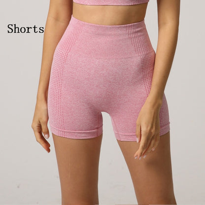 Vital Seamless Yoga Set Women Long Sleeve Summer Blouses Top Gym Sport Bra High Waist Tight Leggings Fitness Suit Shorts Sets
