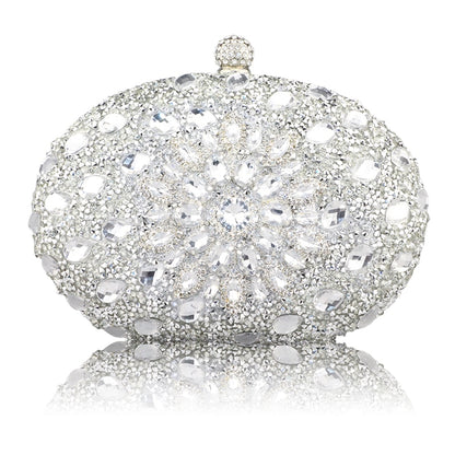 Wedding Diamond Silver Floral Crystal Sling Package Woman Clutch Bag Cell Phone Pocket Matching Wallet Purse Handbag