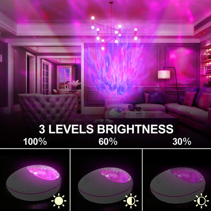 Lucky Stone Ocean Wave Projector Night Light Lamp Bluetooth Music Player Remote Control Colorful Led Projection Nightlight