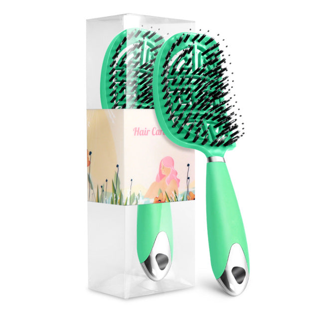 Hairbrush Brushy Women Detangler Hair Brush Bristle Nylon Scalp Massage