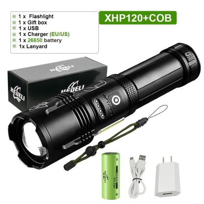 Super XHP120 Most Powerful Led Flashlight XHP90 High Power Torch light Rechargeable Tactical flashlight 18650 Usb Camping Lamp