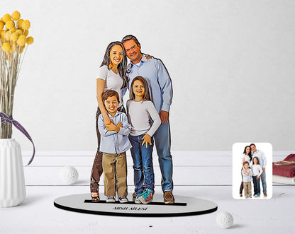 Family Caricature Of Wooden Trinket Model 1 Decoration For Office Home Parents Children Quality Product