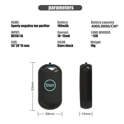 Portable Necklace Air Purifier Negative Ionizer Necklace