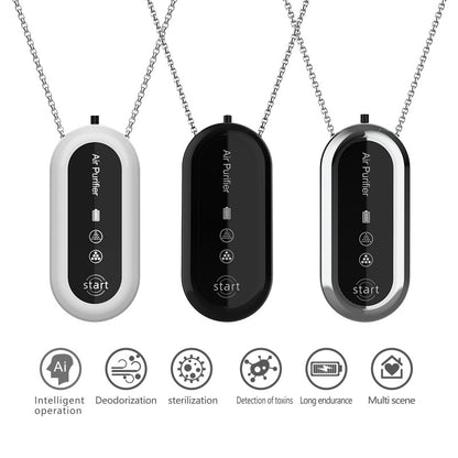 Car Air Purifier Chargeable Negative Lon Generator Creative Necklace Type Air Cleaner