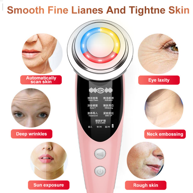 Face Massager Microcurrent Mesotherapy Electroporation LED Skin Rejuvenation Remover Wrinkle Lifting Beauty