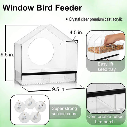 Window Birds Feeder Weather Proof House Shape for birds