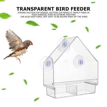Window Bird Feeder House Weather Proof Transparent Hanging Birdhouse for Pet Bird