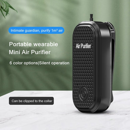 Wearable Necklace Air Purifier Mini Portable Negative Ionizer USB Charging Ion Air Generator Cleaner Remove PM2.5 Smoke Dust
